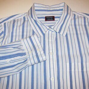 UNTUCKiT Womans Long Sleeve Size 8 Cotton Spandex Blend White Striped